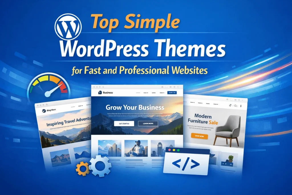 Simple WordPress themes showcase for modern website design WebReacher